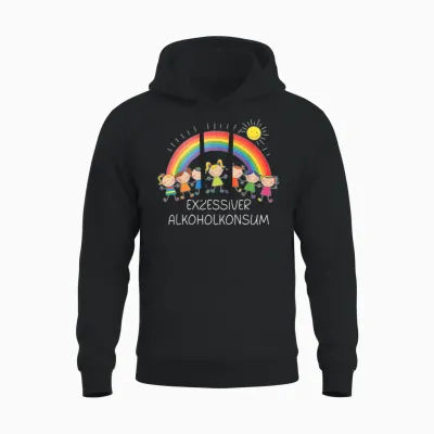 Exzessiver Alkoholkonsum X Lustige Kinder Zeichnung Unisex Hoodie - Black