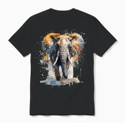 @n!mal - Tier Zoo Elefant T-Shirt, Unisex-Kinder, Weiß, S Unisex T-Shirt - Black