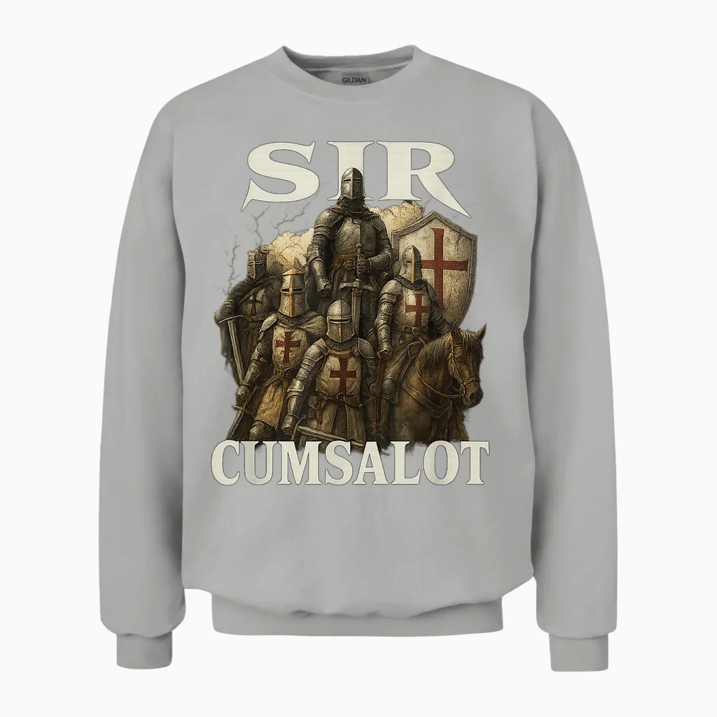 Sir Cumsalot Lustiges Gen Z Brainrot Raunchy Meme Unhinged Y2k Unisex Sweatshirt in Ash