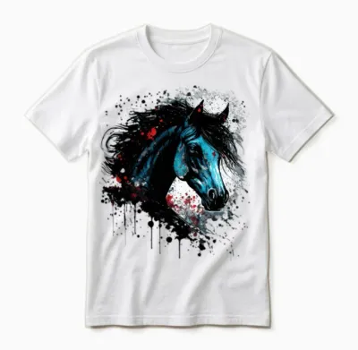 Ink Splatter Horse Unisex T-Shirt - White