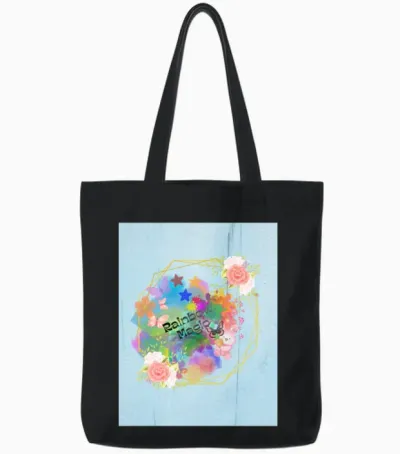 Rainbow Magic Floral Tote Bags - Black