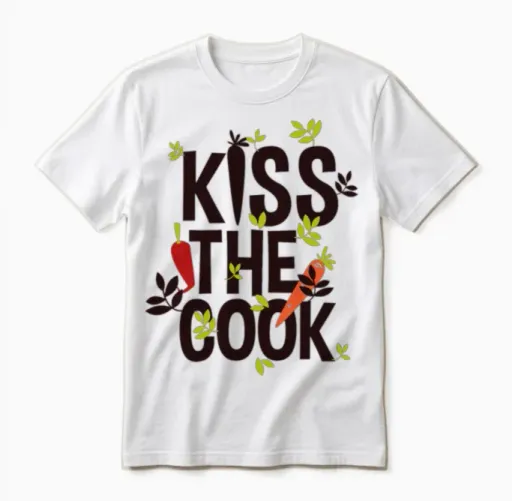 Kiss the Cook Chefs & Cooks Gift Unisex T-Shirt in White