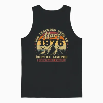Vintage Mars 1976 Rétro Anniversaire 50 Ans Hommes Femmes Unisex Tank Top - Black