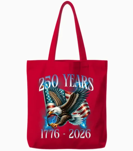 Eagle and Flag 250 Years 1776-2026 250th Birthday Tote Bags - Red