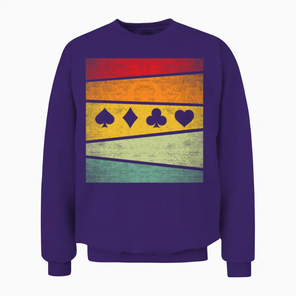 Poker Retro Unisex Sweatshirt in Purple