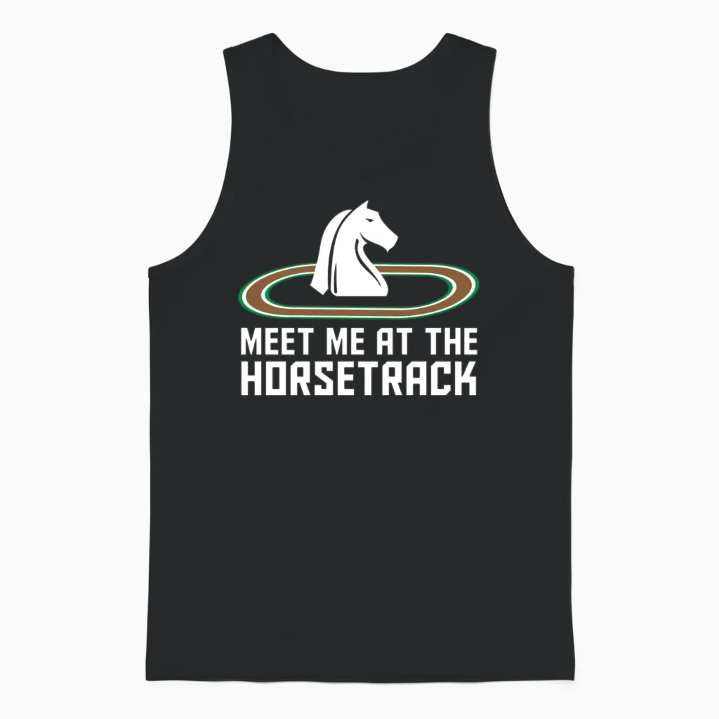 Meet Me at the Horse Track Horse Racing Unisex Tank Top in Black