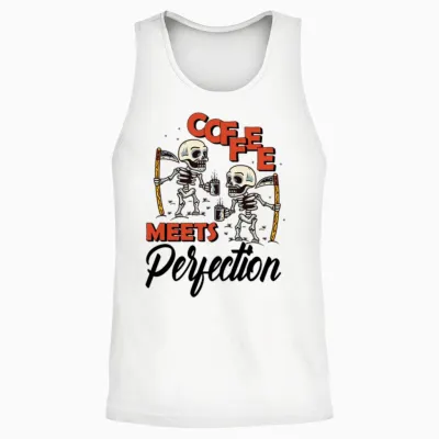 Coffee Meets Perfection Unisex Tank Top - White