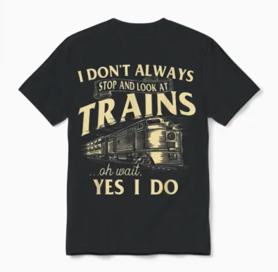 I Don't Always Stop and Look at Trains Trainspotter Railroad Unisex T-Shirt - Black