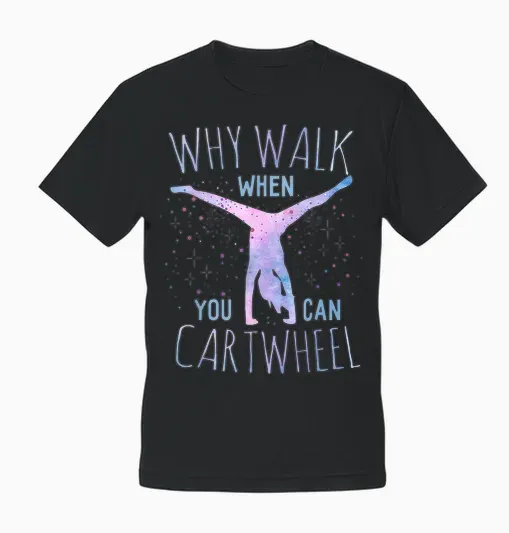 Cartwheel Gymnast Girl T-Shirt: Classic Fit, Tie-Dye, Short Sleeve - Black Unisex T-Shirt - Black