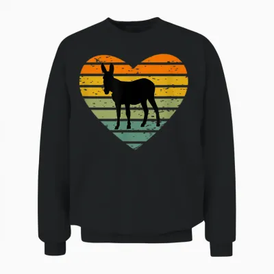 Ich Liebe Esel Retro Herz Silhouette Bauernhof Maultier Unisex Sweatshirt - Black