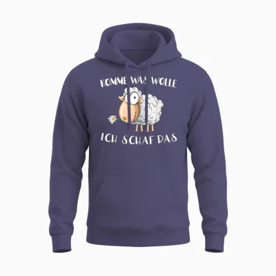 T-Shirt with German Text "komm Was Wolle - Ich Schaf Das " Funny Sheep Word Game Unisex Hoodie - Heather Sport Dark Navy