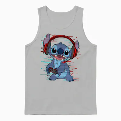 Disney Lilo & Stitch Gamer Glitch Headset and Controller Unisex Tank Top - Ash