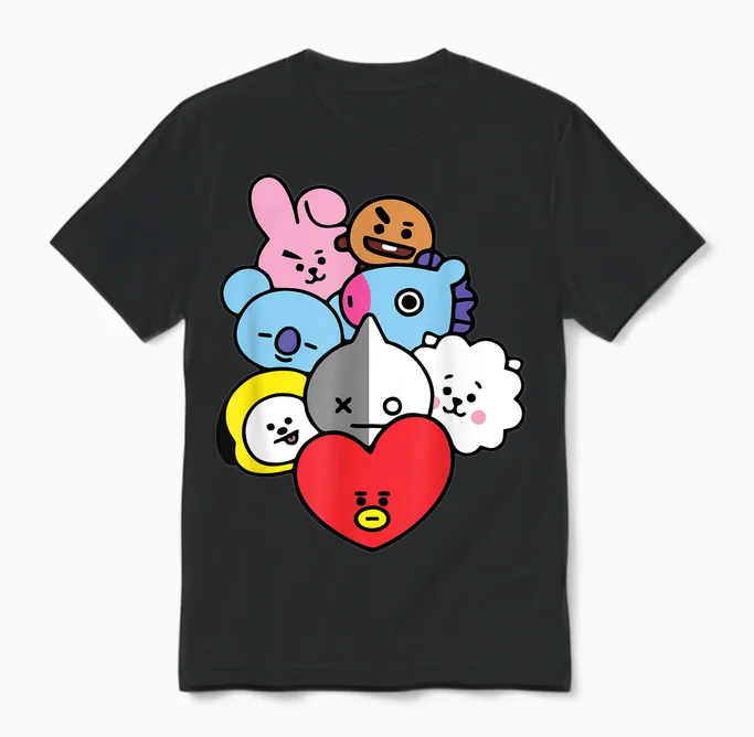 Cool K-Pop Cute Love Symbol K-Drama Korean Pop Music Fans Unisex T-Shirt in Black