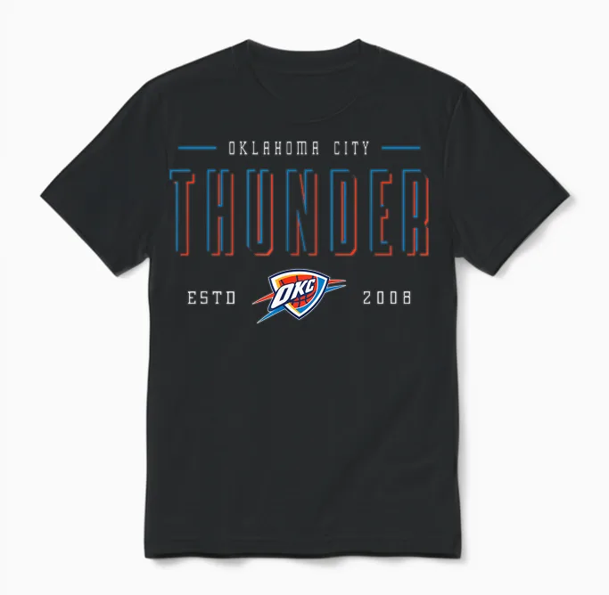 Nba Official Oklahoma City Thunder Negative Space Unisex T-Shirt in Black