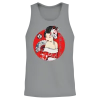 Maiko Geisha Girl Kitsune Mask Japanese Aesthetic Unisex Tank Top - Sport Grey – 2
