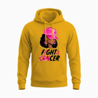 Black Girl Black Woman Breast Cancer Awareness Pink Ribbon Unisex Hoodie - Gold