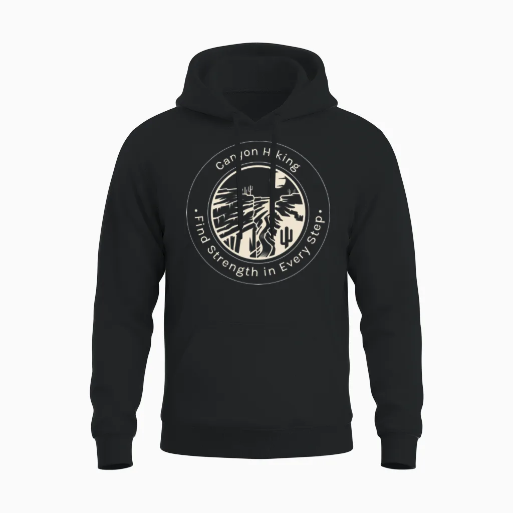 Canyon Hiking for Black Background Unisex Hoodie in Black