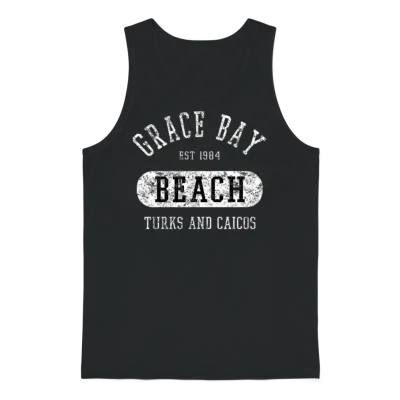 College Style Grace Bay Turks Caicos Distressed Unisex Tank Top - Black