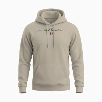 C'est La Vie Französische Liebe Herz Flagge Frankreich Souvenir Unisex Hoodie - Sand