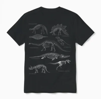 Dino Skeleton Tea Dinosaur Art Clothing Paleontology Merch Unisex T-Shirt - Black