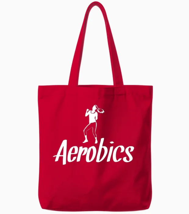 Aerobics Lettering Aerobic Workout Retro Tote Bags in Red