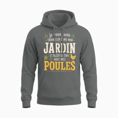 Tee Shirt Poules Humour Idée Cadeau Jardinage Original Unisex Hoodie - Graphite Heather