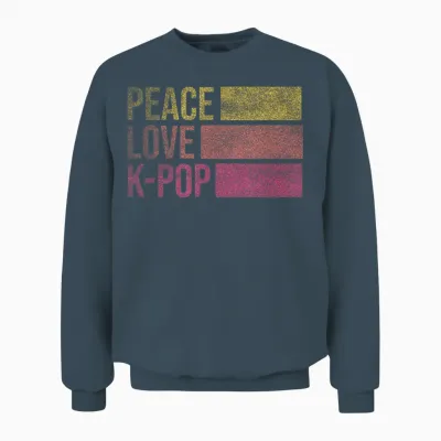 Retro K-Pop for Teen Girls Women Kpop and Peace Unisex Sweatshirt - Dark Heather