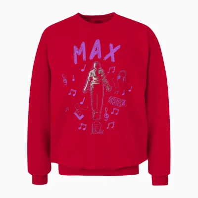 Stranger Things 4 Max Painted Music Notes Unisex Sweatshirt - Red