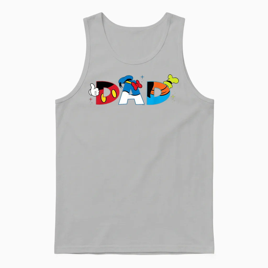 Disney Mickey Mouse and Friends Dad Father’s Day Birthday Unisex Tank Top in Ash