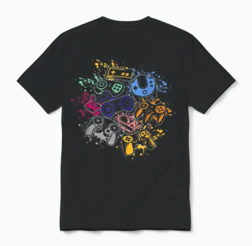 Controller Retro Cool Video Games Console Man Woman Gift T-Shirt, Black Unisex T-Shirt - Black