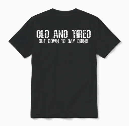 Tired Drink Womens Funny Unisex T-Shirt in Black