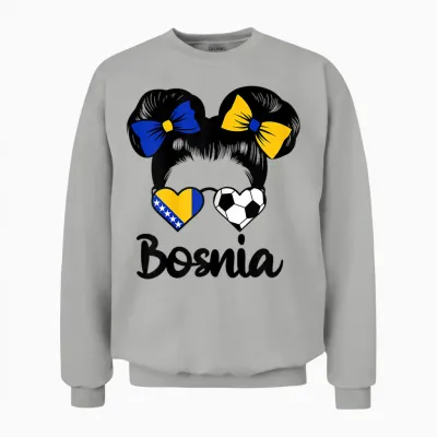 Bosnische Flagge Mädchen Stolze Bosnien Fans Girls Unisex Sweatshirt - Ash