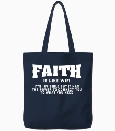 Faith Is Like Wifi - Funny Christian Pastoral Tote Bags - Navy