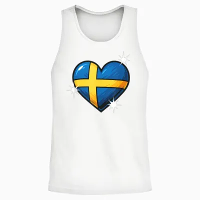 Schwedische Flagge Herz Damen Herren Kinder Gelb & Blau Schweden Unisex Tank Top - White