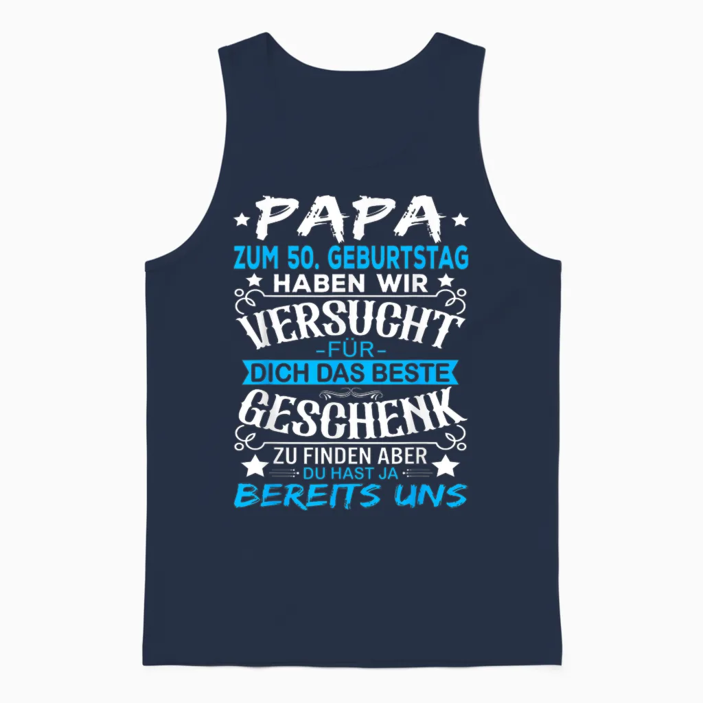 50th Birthday Dad Man 50s 50 Years Father Men's T-Shirt, Black Unisex Tank Top in Navy