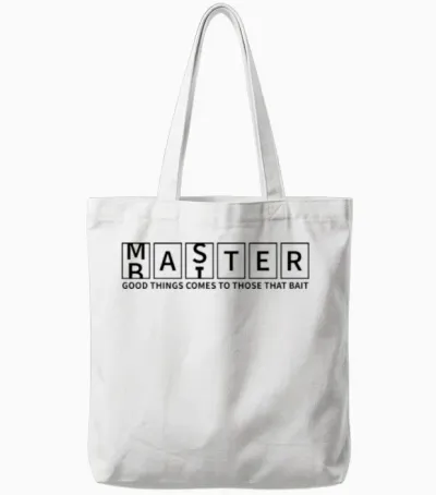 Master Baiter Funny Double Meaning Fishing Design Tote Bags - White