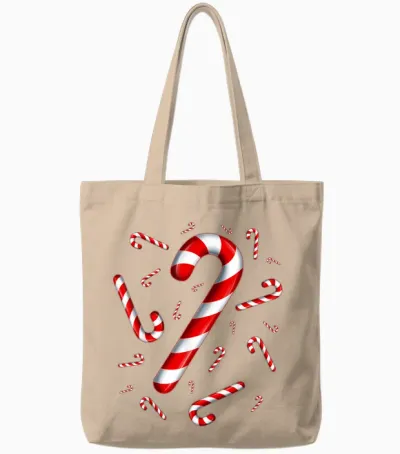 Christmas Flying Candy Cane Lover Taster Red and White Woman Tote Bags - Natural