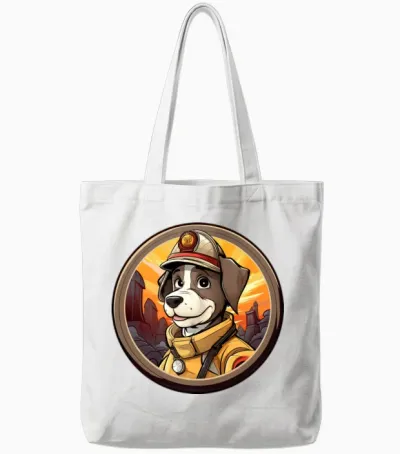 Dogs Firefighter / Fireman Dog Tote Bags - White