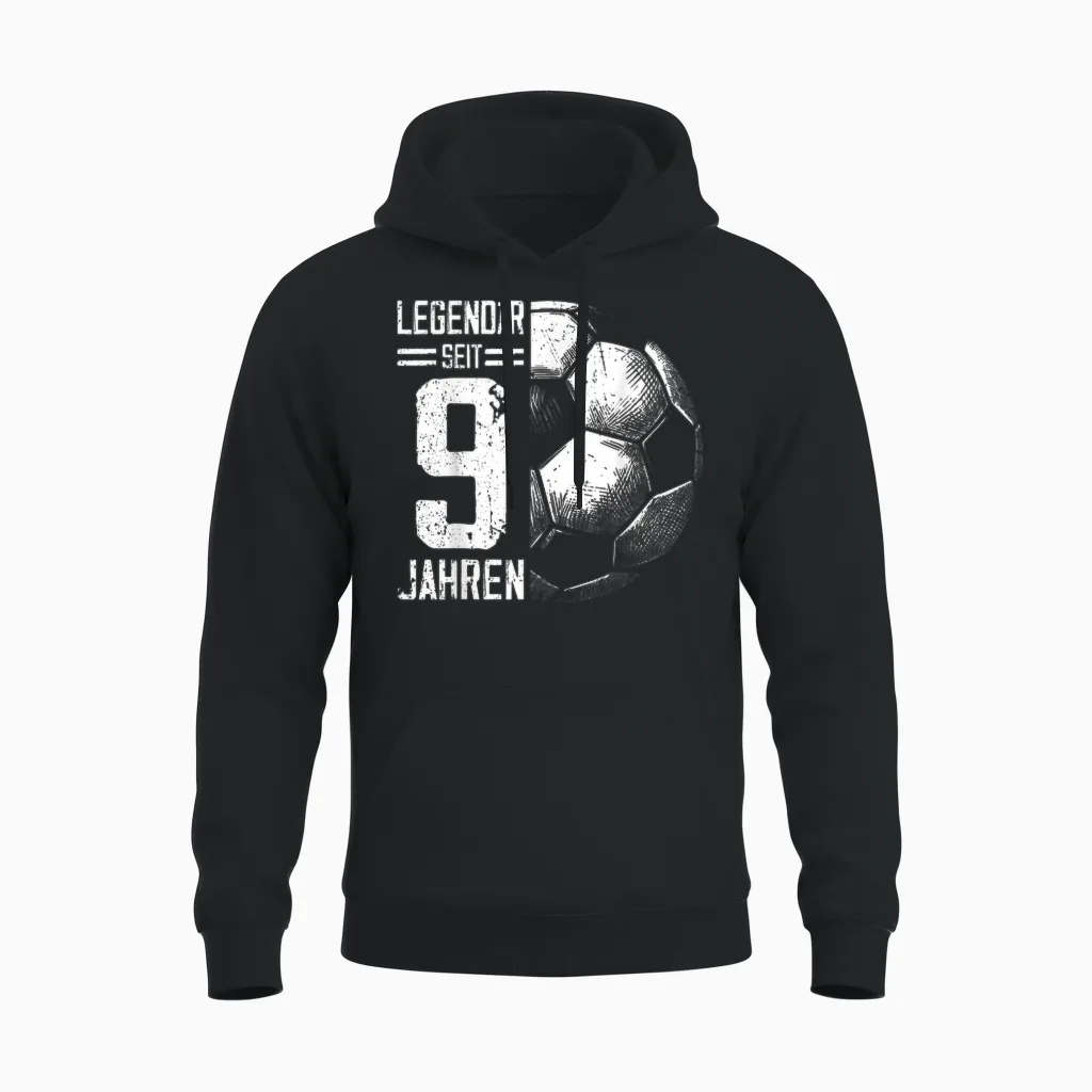 9th Birthday Retro Football Player 9 Years Boy Unisex Hoodie in Black