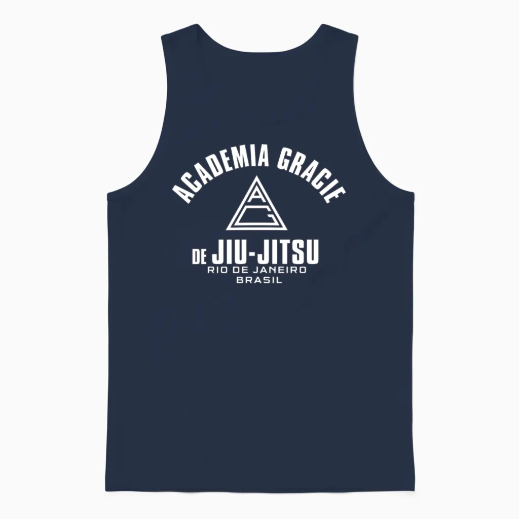 Academia Gracie De Jiu Jitsu Rio De Janeiro Unisex Tank Top in Navy