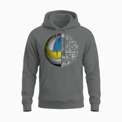 I Can Do All Things Through Volleyball Unisex Hoodie - Graphite Heather