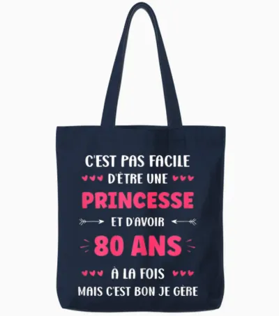 Fille 80 Ans Drole Princesse Anniversaire Humour 80 Ans Tote Bags - Navy