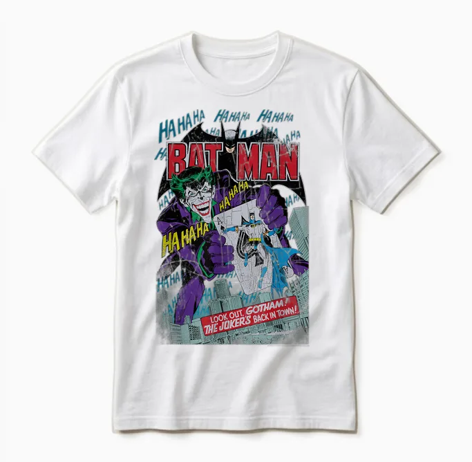 Dc Comics Batman and Joker Comic Cover T-Shirt Small Unisex T-Shirt in White