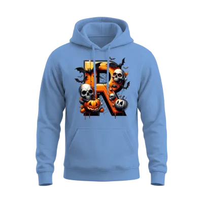 Letter R Alphabet Unisex Hoodie - Carolina Blue