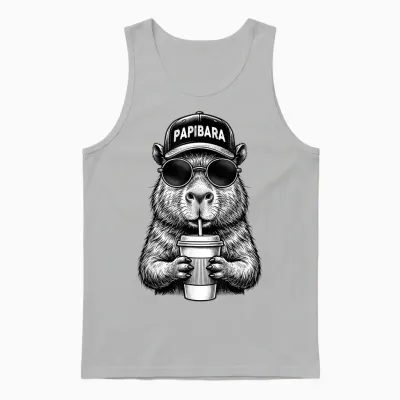 Papibara Vatertag Lustiger Papa Capybara Vater Unisex Tank Top - Ash