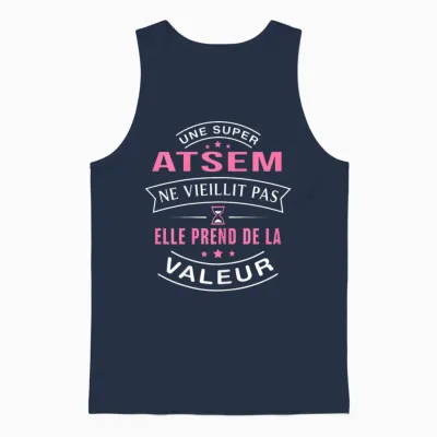 Une Super Atsem Ne Vieillit Pas Cadeau Atsem Unisex Tank Top - Navy