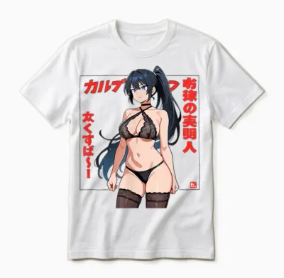 Waifu Sexy Anime Mädchen Bikini Strand Mädchen Manga Japanischer Stil Unisex T-Shirt - White