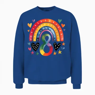 Ich Bin Schon Echt - Rainbow 8th Birthday Girl's T-Shirt, White Unisex Sweatshirt - Royal