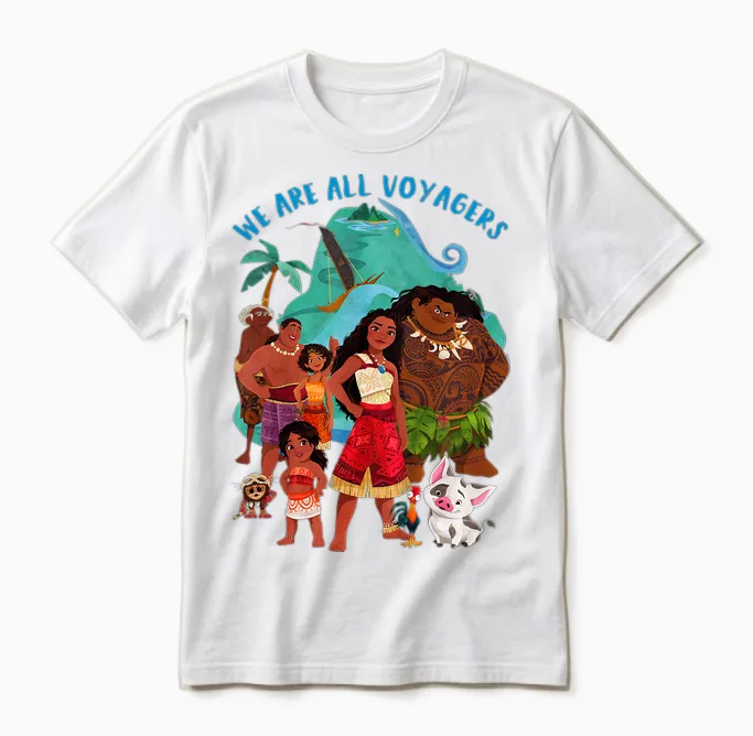 Kids Moana 2 We Are All Voyagers T-Shirt, White, 2 Unisex T-Shirt in White