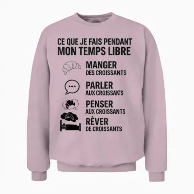 What I Do in My Free Time Croissant Humor Unisex Sweatshirt - Light Pink